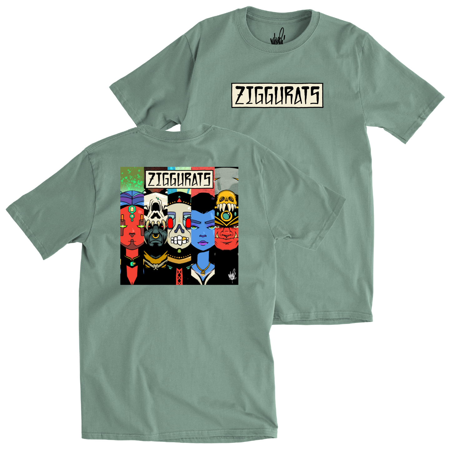 Ziggurats Sage Green Cover Tee